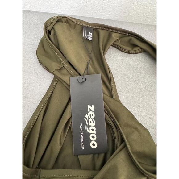 Zeagoo Olive Green Ruched Maxi Tank Dress Size XXL – Sleek Bodycon Style - Picture 5 of 9